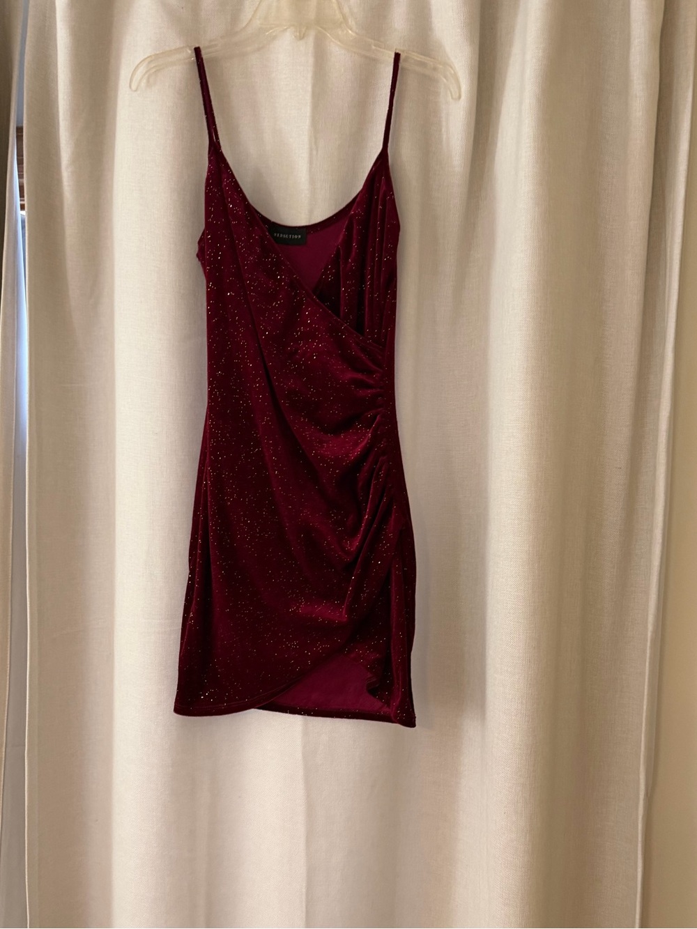 Glitter Velvet Slim Slip Camisole Dress - Burgundy
